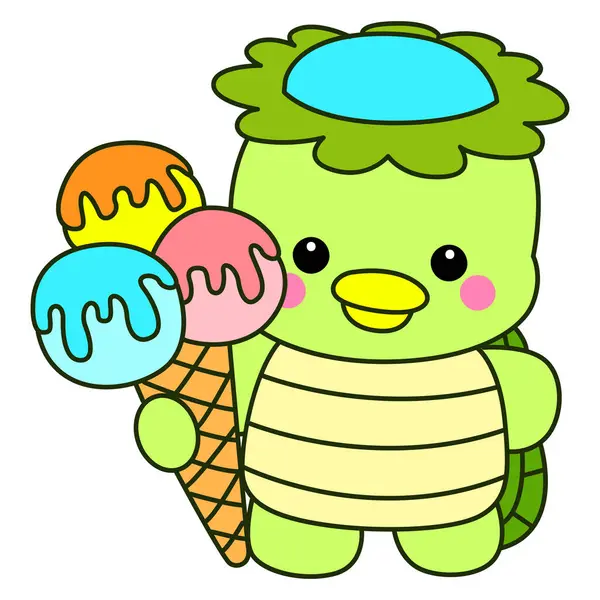 Kawaii Japon mitolojisi Kappa çıkartması. Şirin Kappa maskotu hayalet Japon..