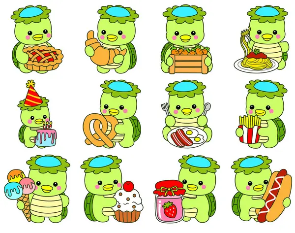 Kawaii Japon mitolojisi Kappa çıkartması. Şirin Kappa maskotu hayalet Japon..