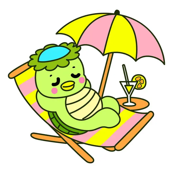 Kawaii Japon mitolojisi Kappa çıkartması. Şirin Kappa maskotu hayalet Japon..