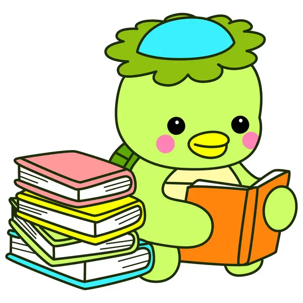 Kawaii Japon mitolojisi Kappa çıkartması. Şirin Kappa maskotu hayalet Japon..