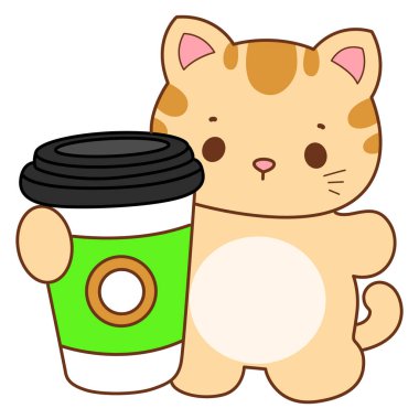 Çeşitli aktiviteleri olan bir grup sevimli kedi. Kupa defteri ve çıkartma için Kawaii hayvan kedisi. Komik kedi çizimleri..