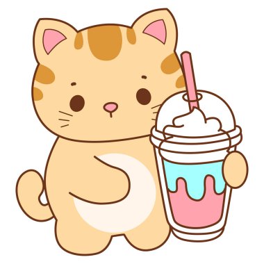 Çeşitli aktiviteleri olan bir grup sevimli kedi. Kupa defteri ve çıkartma için Kawaii hayvan kedisi. Komik kedi çizimleri..