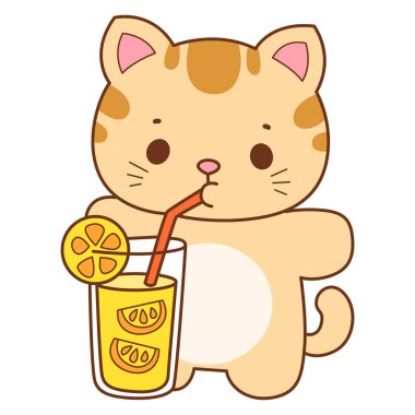 Çeşitli aktiviteleri olan bir grup sevimli kedi. Kupa defteri ve çıkartma için Kawaii hayvan kedisi. Komik kedi çizimleri..