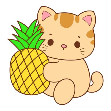 Çeşitli aktiviteleri olan bir grup sevimli kedi. Kupa defteri ve çıkartma için Kawaii hayvan kedisi. Komik kedi çizimleri..