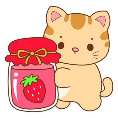 Çeşitli aktiviteleri olan bir grup sevimli kedi. Kupa defteri ve çıkartma için Kawaii hayvan kedisi. Komik kedi çizimleri..