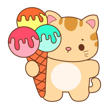 Çeşitli aktiviteleri olan bir grup sevimli kedi. Kupa defteri ve çıkartma için Kawaii hayvan kedisi. Komik kedi çizimleri..