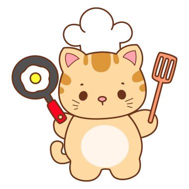 Çeşitli aktiviteleri olan bir grup sevimli kedi. Kupa defteri ve çıkartma için Kawaii hayvan kedisi. Komik kedi çizimleri..