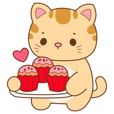 Çeşitli aktiviteleri olan bir grup sevimli kedi. Kupa defteri ve çıkartma için Kawaii hayvan kedisi. Komik kedi çizimleri..