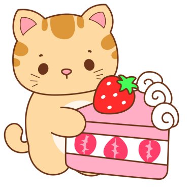 Çeşitli aktiviteleri olan bir grup sevimli kedi. Kupa defteri ve çıkartma için Kawaii hayvan kedisi. Komik kedi çizimleri..