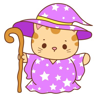 Çeşitli aktiviteleri olan bir grup sevimli kedi. Kupa defteri ve çıkartma için Kawaii hayvan kedisi. Komik kedi çizimleri..