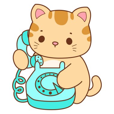 Çeşitli aktiviteleri olan bir grup sevimli kedi. Kupa defteri ve çıkartma için Kawaii hayvan kedisi. Komik kedi çizimleri..