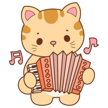 Çeşitli aktiviteleri olan bir grup sevimli kedi. Kupa defteri ve çıkartma için Kawaii hayvan kedisi. Komik kedi çizimleri..