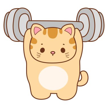 Çeşitli aktiviteleri olan bir grup sevimli kedi. Kupa defteri ve çıkartma için Kawaii hayvan kedisi. Komik kedi çizimleri..