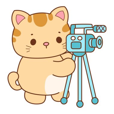 Çeşitli aktiviteleri olan bir grup sevimli kedi. Kupa defteri ve çıkartma için Kawaii hayvan kedisi. Komik kedi çizimleri..