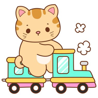 Çeşitli aktiviteleri olan bir grup sevimli kedi. Kupa defteri ve çıkartma için Kawaii hayvan kedisi. Komik kedi çizimleri..