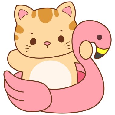 Çeşitli aktiviteleri olan bir grup sevimli kedi. Kupa defteri ve çıkartma için Kawaii hayvan kedisi. Komik kedi çizimleri..