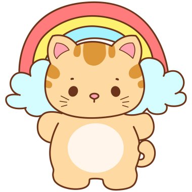 Çeşitli aktiviteleri olan bir grup sevimli kedi. Kupa defteri ve çıkartma için Kawaii hayvan kedisi. Komik kedi çizimleri..