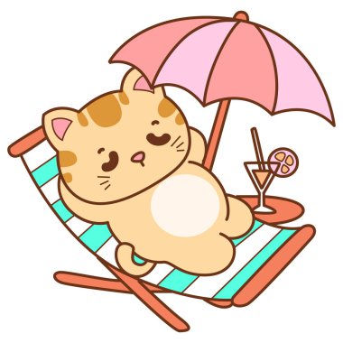 Çeşitli aktiviteleri olan bir grup sevimli kedi. Kupa defteri ve çıkartma için Kawaii hayvan kedisi. Komik kedi çizimleri..