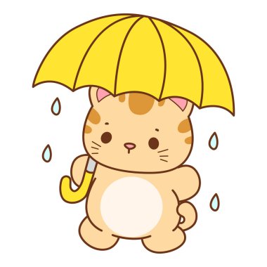 Çeşitli aktiviteleri olan bir grup sevimli kedi. Kupa defteri ve çıkartma için Kawaii hayvan kedisi. Komik kedi çizimleri..