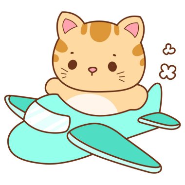 Çeşitli aktiviteleri olan bir grup sevimli kedi. Kupa defteri ve çıkartma için Kawaii hayvan kedisi. Komik kedi çizimleri..