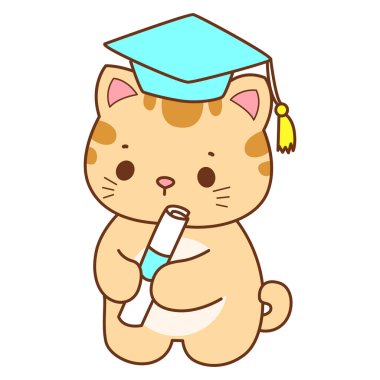 Çeşitli aktiviteleri olan bir grup sevimli kedi. Kupa defteri ve çıkartma için Kawaii hayvan kedisi. Komik kedi çizimleri..