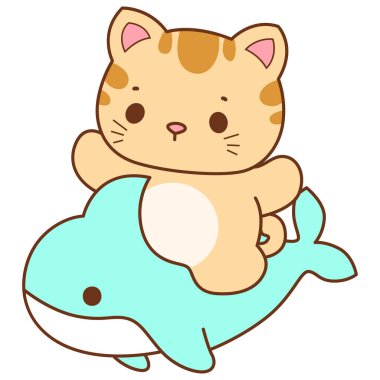 Çeşitli aktiviteleri olan bir grup sevimli kedi. Kupa defteri ve çıkartma için Kawaii hayvan kedisi. Komik kedi çizimleri..