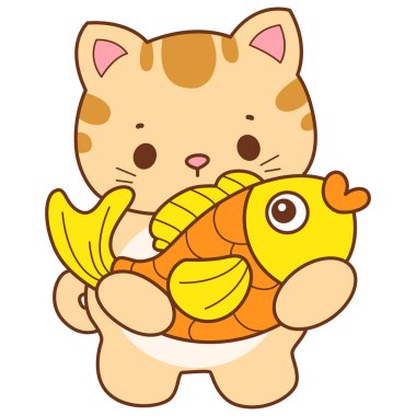 Çeşitli aktiviteleri olan bir grup sevimli kedi. Kupa defteri ve çıkartma için Kawaii hayvan kedisi. Komik kedi çizimleri..