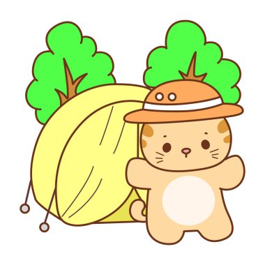 Çeşitli aktiviteleri olan bir grup sevimli kedi. Kupa defteri ve çıkartma için Kawaii hayvan kedisi. Komik kedi çizimleri..