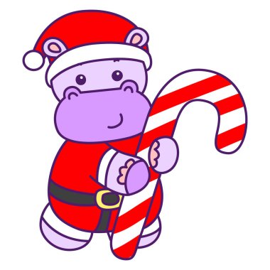 Tatlı su aygırı vektör ikonu. Komik bebek su aygırı hayvan serisi illüstrasyonu. Kabarık su aygırlarının hayatı.