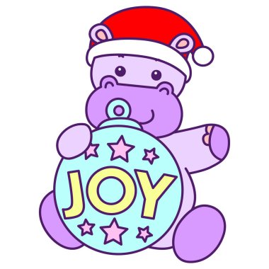 Tatlı su aygırı vektör ikonu. Komik bebek su aygırı hayvan serisi illüstrasyonu. Kabarık su aygırlarının hayatı.