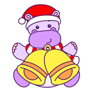 Tatlı su aygırı vektör ikonu. Komik bebek su aygırı hayvan serisi illüstrasyonu. Kabarık su aygırlarının hayatı.