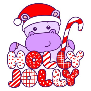 Tatlı su aygırı vektör ikonu. Komik bebek su aygırı hayvan serisi illüstrasyonu. Kabarık su aygırlarının hayatı.