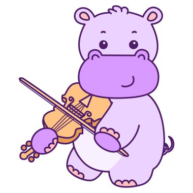 Tatlı su aygırı vektör ikonu. Komik bebek su aygırı hayvan serisi illüstrasyonu. Kabarık su aygırlarının hayatı