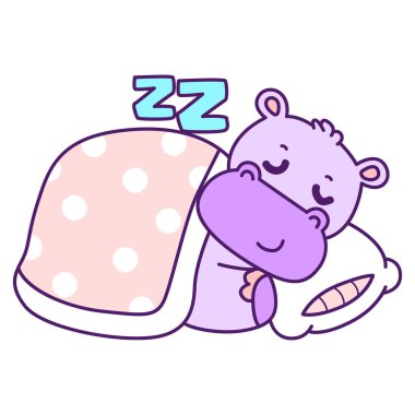 Tatlı su aygırı vektör ikonu. Komik bebek su aygırı hayvan serisi illüstrasyonu. Kabarık su aygırlarının hayatı