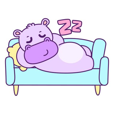 Tatlı su aygırı vektör ikonu. Komik bebek su aygırı hayvan serisi illüstrasyonu. Kabarık su aygırlarının hayatı