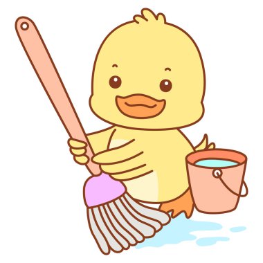 Şirin ördek vektör ikonu. Komik bebek ördek hayvan serisi örnekleri. Yumuşak Ördek Tasarımları Hayatı.