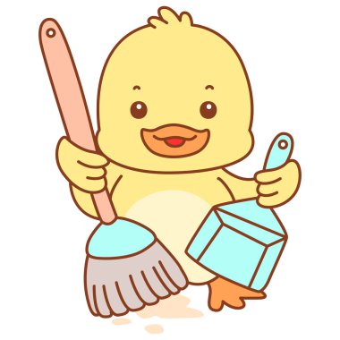 Şirin ördek vektör ikonu. Komik bebek ördek hayvan serisi örnekleri. Yumuşak Ördek Tasarımları Hayatı.