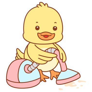 Şirin ördek vektör ikonu. Komik bebek ördek hayvan serisi örnekleri. Yumuşak Ördek Tasarımları Hayatı.