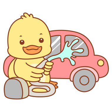 Şirin ördek vektör ikonu. Komik bebek ördek hayvan serisi örnekleri. Yumuşak Ördek Tasarımları Hayatı.