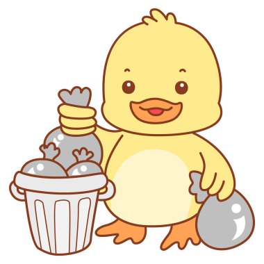 Şirin ördek vektör ikonu. Komik bebek ördek hayvan serisi örnekleri. Yumuşak Ördek Tasarımları Hayatı.