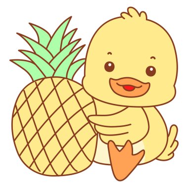 Şirin ördek vektör ikonu. Komik bebek ördek hayvan serisi örnekleri. Yumuşak Ördek Tasarımları Hayatı.