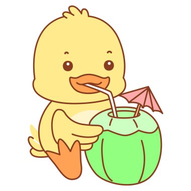 Şirin ördek vektör ikonu. Komik bebek ördek hayvan serisi örnekleri. Yumuşak Ördek Tasarımları Hayatı.