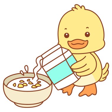 Şirin ördek vektör ikonu. Komik bebek ördek hayvan serisi örnekleri. Yumuşak Ördek Tasarımları Hayatı.