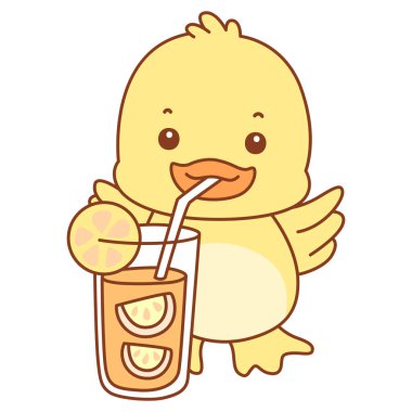 Şirin ördek vektör ikonu. Komik bebek ördek hayvan serisi örnekleri. Yumuşak Ördek Tasarımları Hayatı.