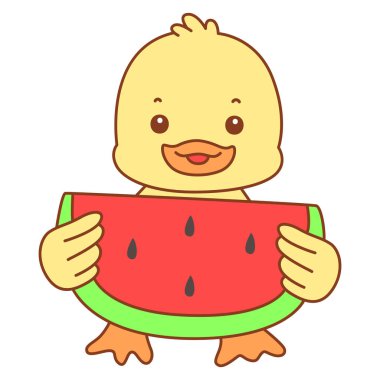 Şirin ördek vektör ikonu. Komik bebek ördek hayvan serisi örnekleri. Yumuşak Ördek Tasarımları Hayatı.