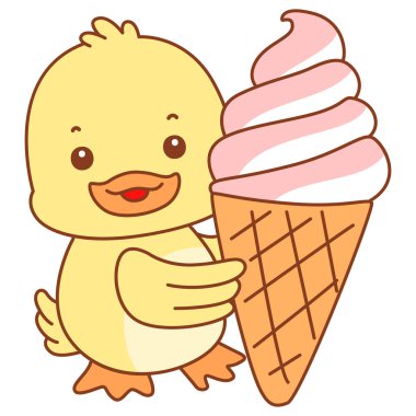 Şirin ördek vektör ikonu. Komik bebek ördek hayvan serisi örnekleri. Yumuşak Ördek Tasarımları Hayatı.