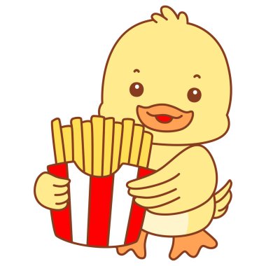 Şirin ördek vektör ikonu. Komik bebek ördek hayvan serisi örnekleri. Yumuşak Ördek Tasarımları Hayatı.