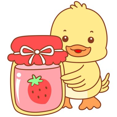 Şirin ördek vektör ikonu. Komik bebek ördek hayvan serisi örnekleri. Yumuşak Ördek Tasarımları Hayatı.