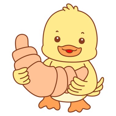 Şirin ördek vektör ikonu. Komik bebek ördek hayvan serisi örnekleri. Yumuşak Ördek Tasarımları Hayatı.