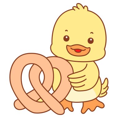 Şirin ördek vektör ikonu. Komik bebek ördek hayvan serisi örnekleri. Yumuşak Ördek Tasarımları Hayatı.